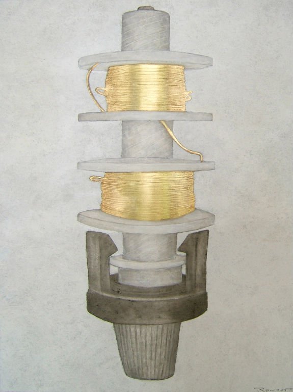 Benoit Rondot - BOBINAGE ELECTRIQUE - Technique mixte sur papier marouflé sur toile - 81x60 cm - 2009