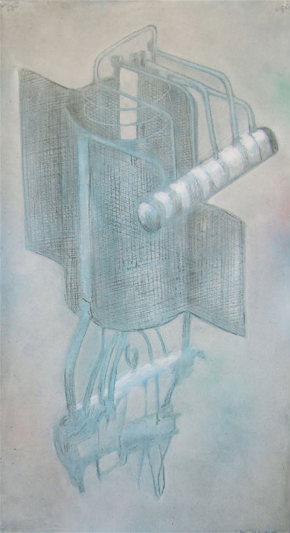 Benoit Rondot - TRIGRILLE DE LAMPE - Technique mixte sur papier - 110x60 cm - 2007