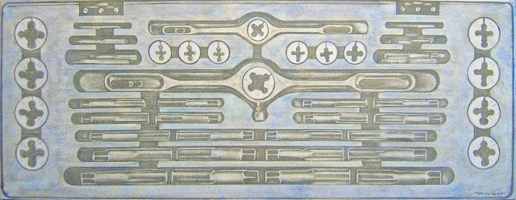 Benoit Rondot - BOITE DE FILIERES - Technique mixte sur papier marouflé sur toile -  50x130 cm - 2008