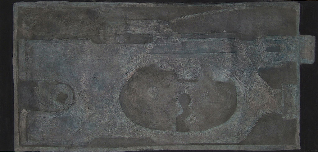 Benoit Rondot - SERRURE - technique mixte sur papier - 35,5x73 cm - 2004