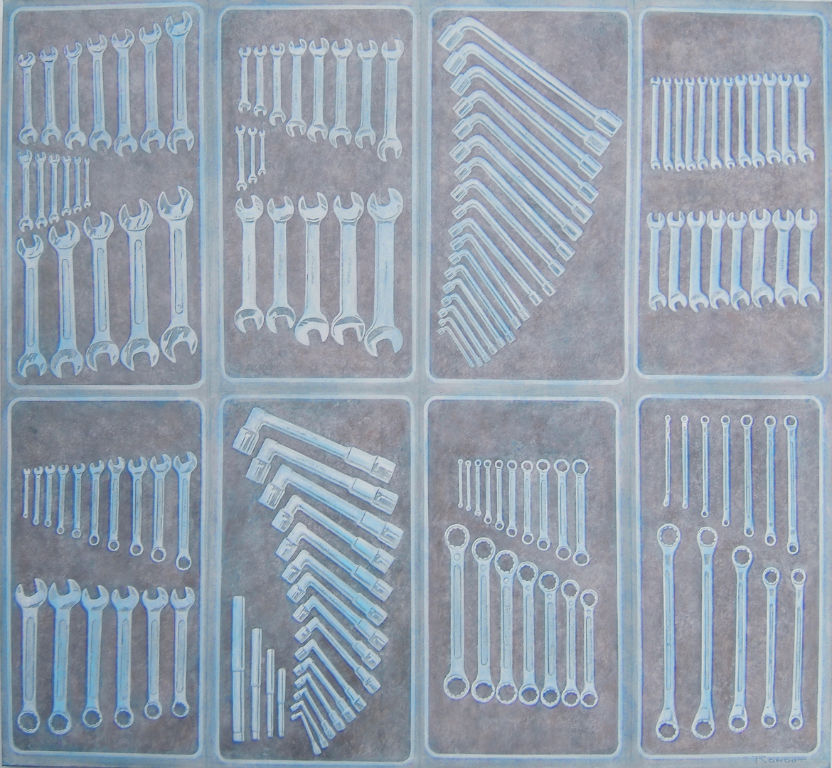 Benoit Rondot - TABLEAU DE CLES - Technique mixte sur papier marouflé sur toile - 162x180 cm - 2008