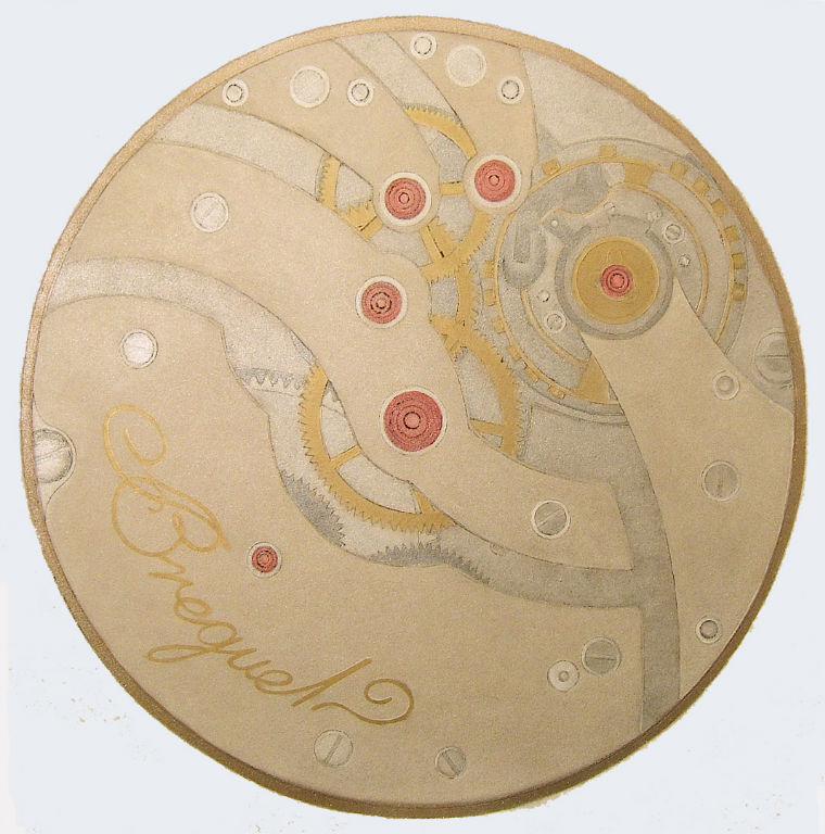 Benoit Rondot - MONTRE BREGUET - Technique mixte sur papier marouflé sur toile - 70x70 cm - 2011